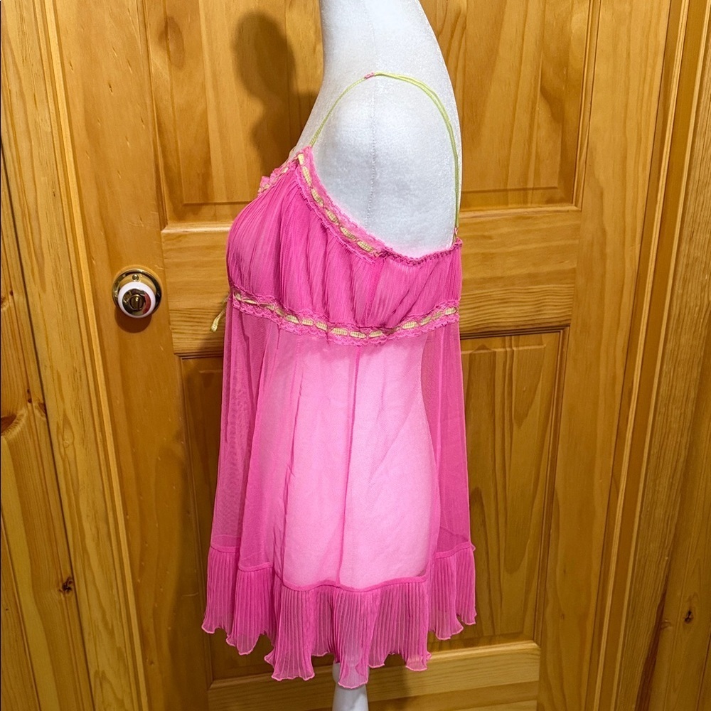 Victoria's Secret Y2K Pink Baby Doll Sheer Slip Dress Fairy Nightie - Picture 2 of 13